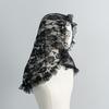 Black Rose Lace Head Veil Ruffled Edge Gothic Hooded Scarf For Halloween Cosplay Party Costume Accessory