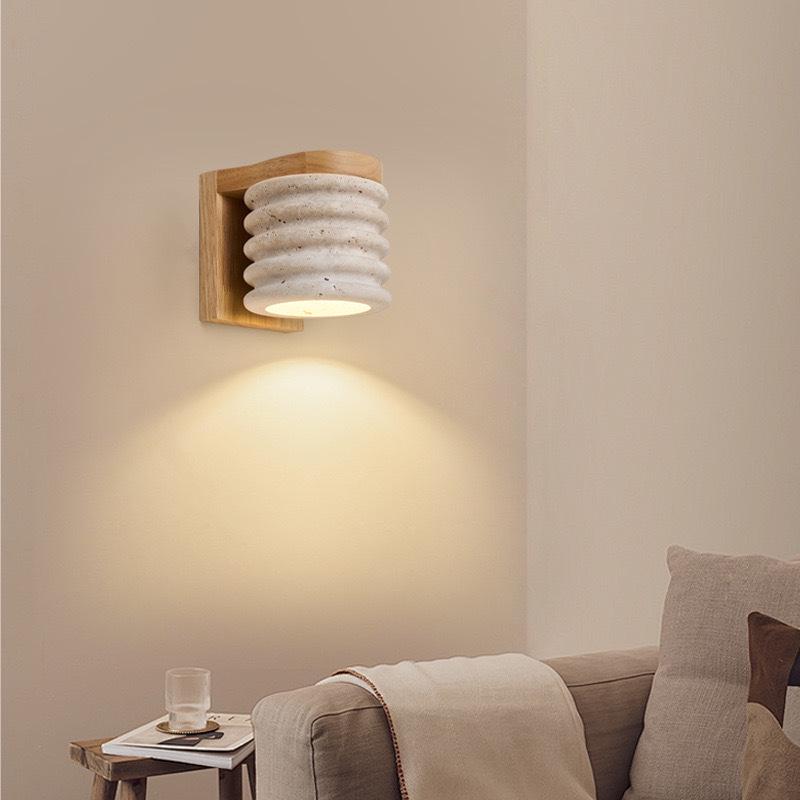 Retro Marmurowa Terakotowa Lampa Ścienna Wabi-Sabi do Sypialni, na Balkon lub Dziedziniec