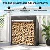 Outdoor Firewood Rack In Reinforced Steel with Waterproof Cover, 100x60x110 Cm, Black