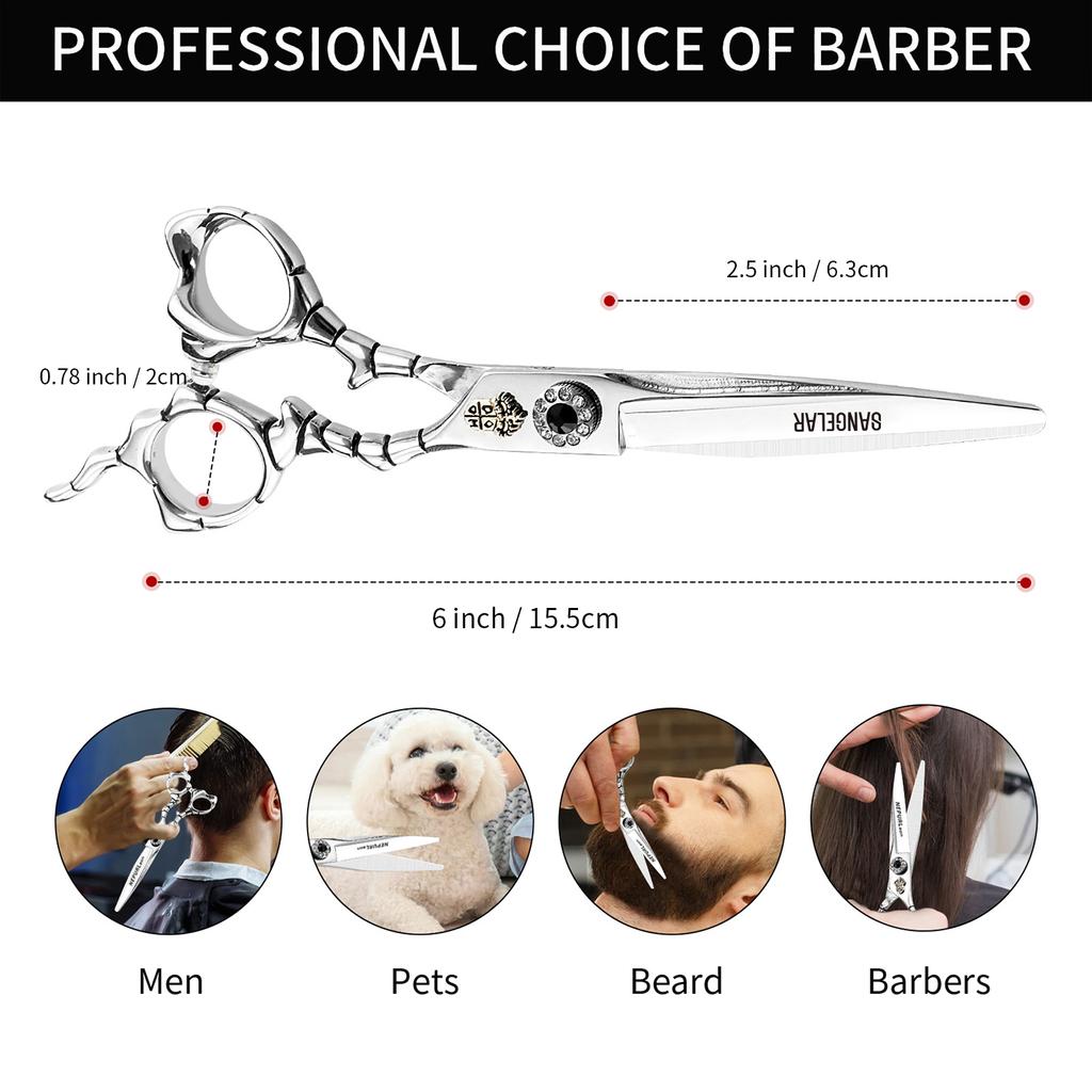 Sangelar 6 inch Professional Razor Edge Series Hair Cutting Scissor, Barber Hair Cutting & Thinning Shears for Men/Women/Kids/Salon & Home