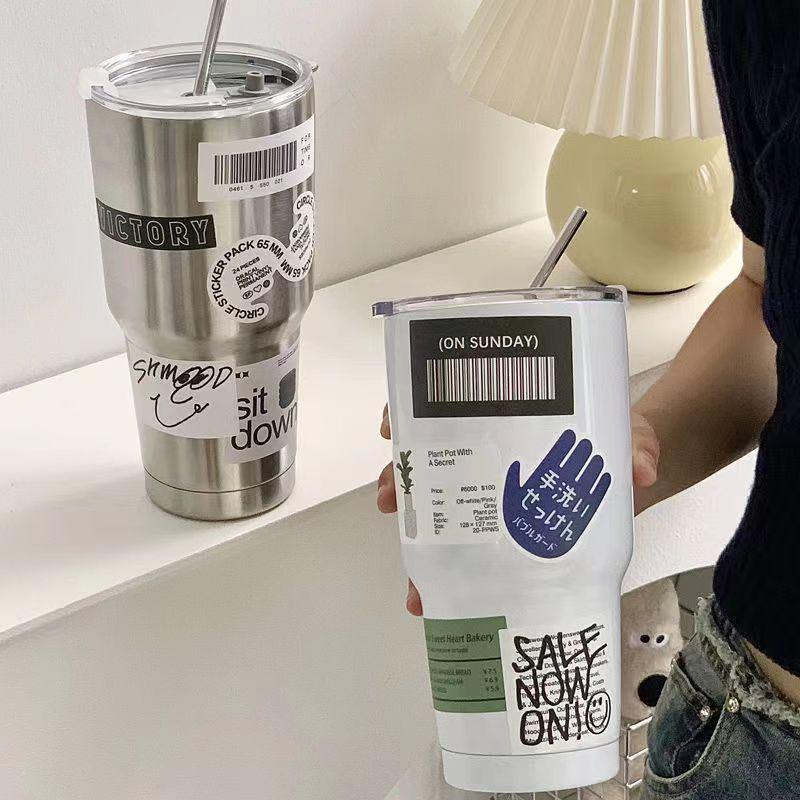 Stainless Steel Insulated Travel Mug With Straw For Office And Outdoor Use