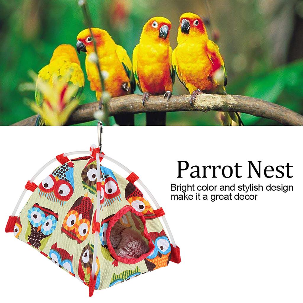 Windproof Warm Snuggle Hut Cage Bed Cave for Pet Bird (Owl S)