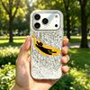 Черный кот Ленивый Банан Чехол для iphone 18 Pro Max 12 XS Max 11 16 Plus 15 17 Pro 14 13 XR Air Серебряный Блеск Трескающийся Фон