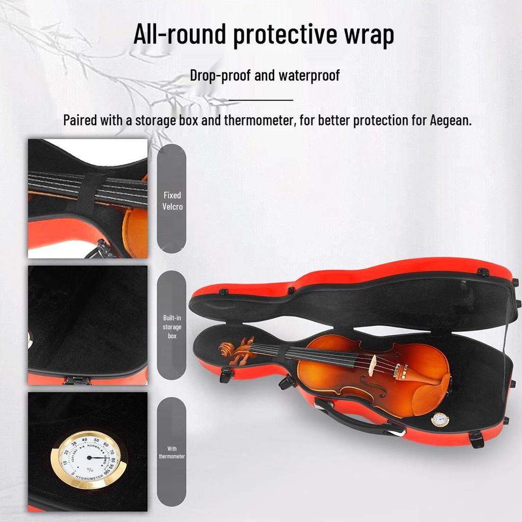 IRIN Lightweight Pressure-Resistant Fiberglass Carbon Fiber Violin Case with Thermometer