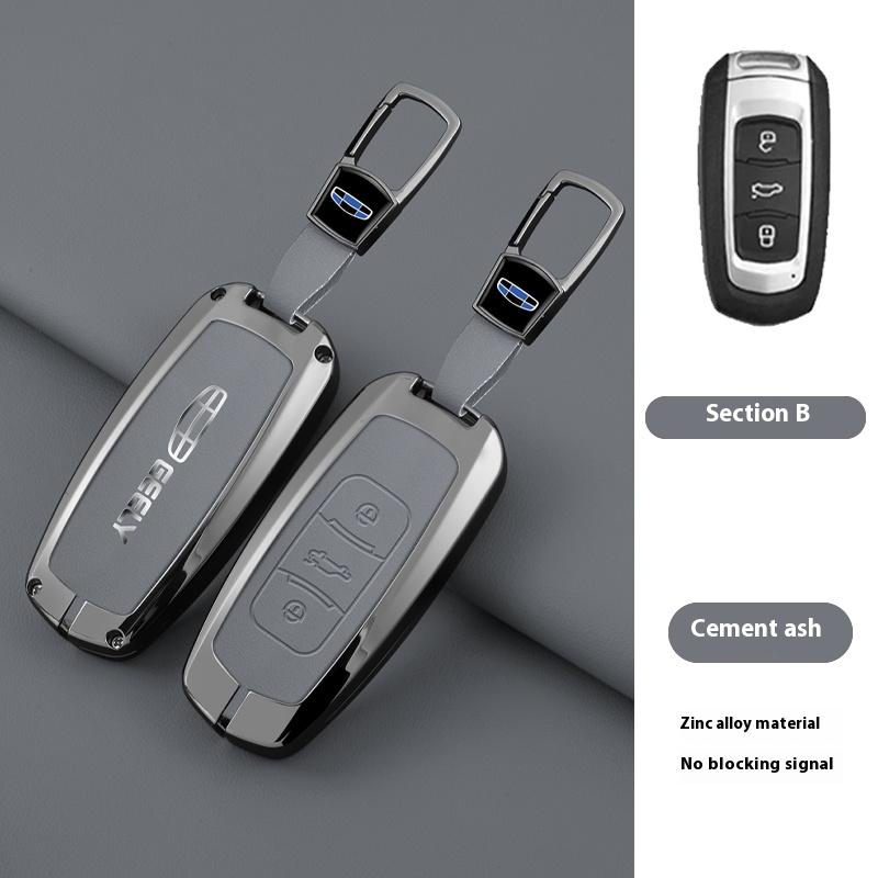 Alloy Genuine Leather Auto Intelligent Key Fob Case Cover Housing Fit For Geely Atlas Boyue Nl3 Ex7 Suv Gt Gc9 Emgrand X7 Borui Automotive Mount