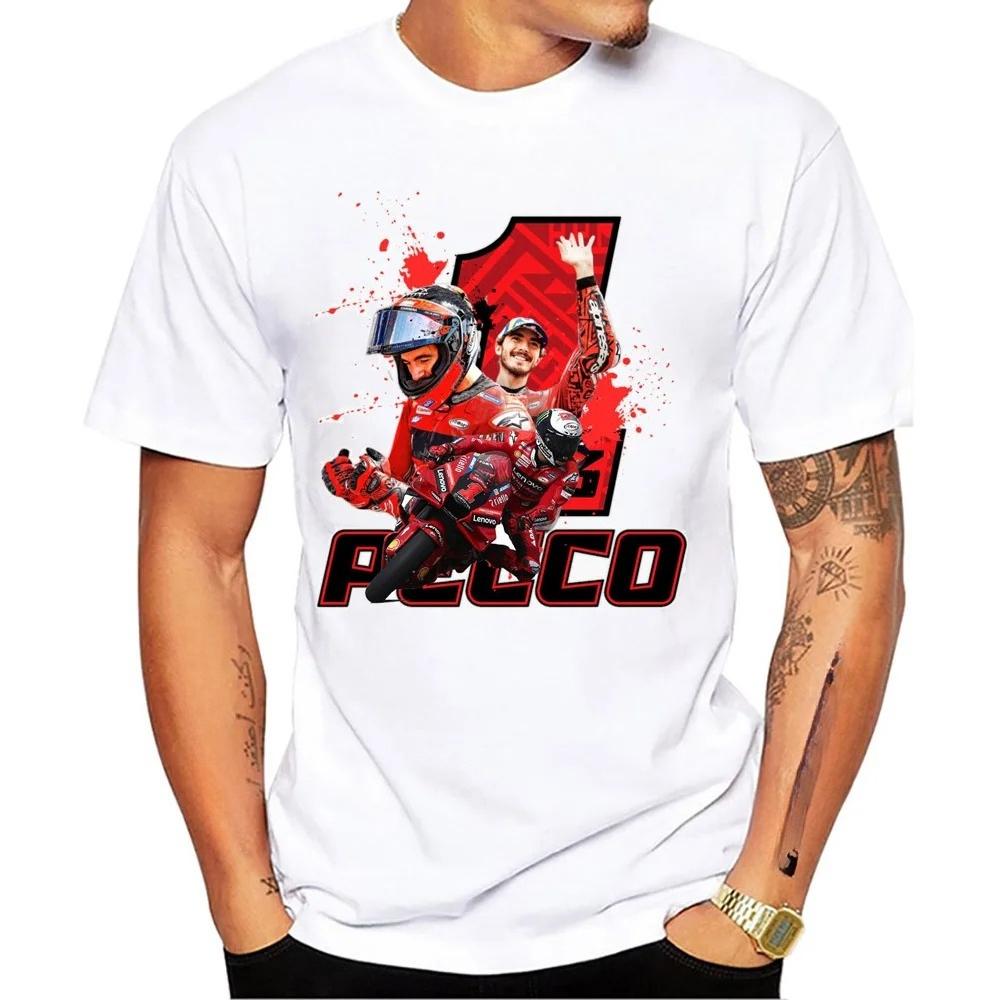 Francesco Bagnaia Pecco 1 GP Riding T-Shirt Hip Hop Boy Rider Casual T Shirt Pecco 63 Man Motorcycle Sport Racing White Tees