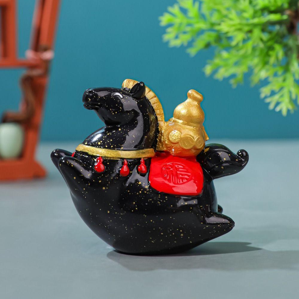 Resin Horse Shape Ornament Unique Zodiac Horse Figurines Creative Pony Figurine Spring Festival