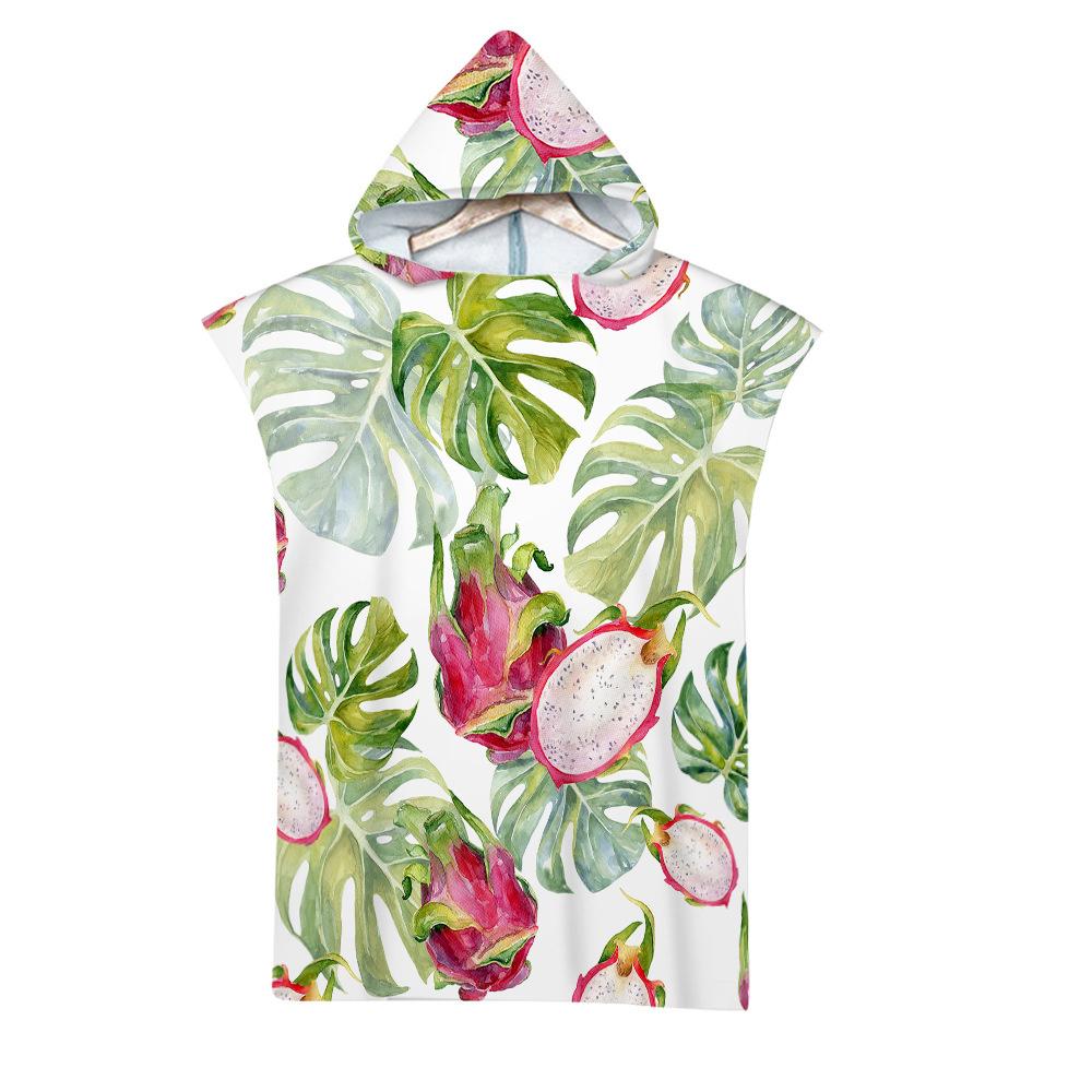 Leaf Microfiber Beach Towel Quick Dry Hooded Cloak Wetsuit Towels Adult Kids Parent-Child Poncho Bathrobe For Swim Surf