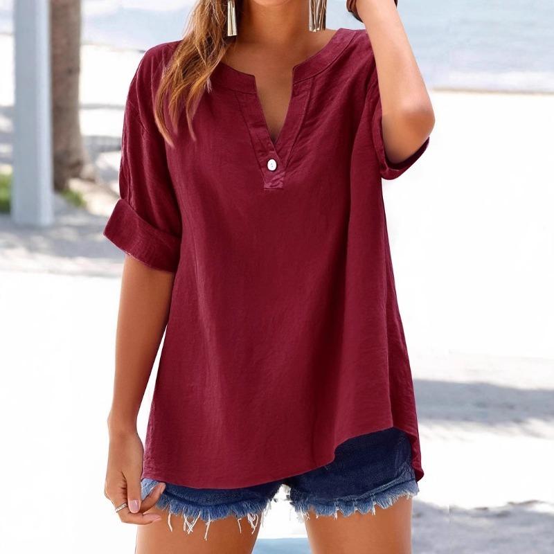Casual Summer Shirt Solid Color Loose Top Fresh Sweet Women's Fashion Versatile Shirt