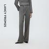 LANCY Grey Round Neck Split-Front Blazer