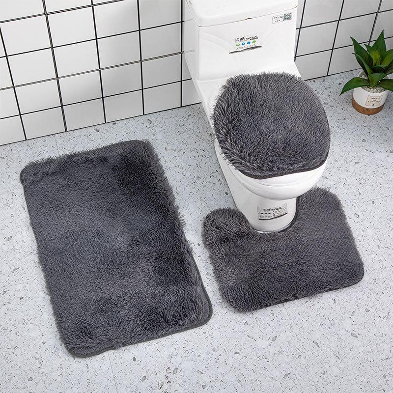 Badematte mit Farbverlauf, Teppich, 40 x 50/45 x 50/50 x 80 cm, Plüsch-Dusch-/Toilettenvorleger, Bodenmatte, saugfähig, rutschfest, für Badezimmer