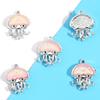 10Pcs Alloy Mixed Style, Inlaid Pink Resin  Star And Moon Pendant, Diy Necklace, Bracelet Accessory