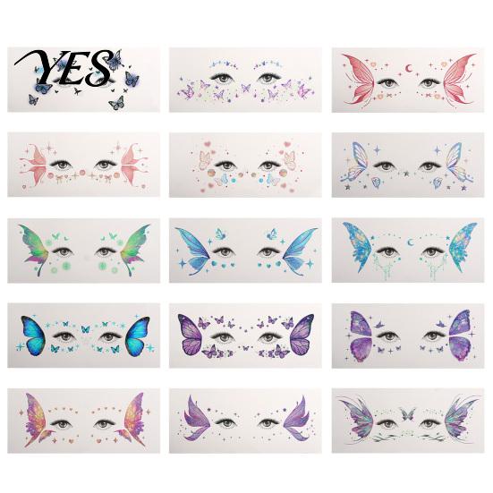 Mobile Phone Case Stickers 5 Sheets Glitter Butterfly Eye Stickers, Temporary Face Tattoos for Tail Kids, Cartoon Decals Festival Makeup, Party Decor