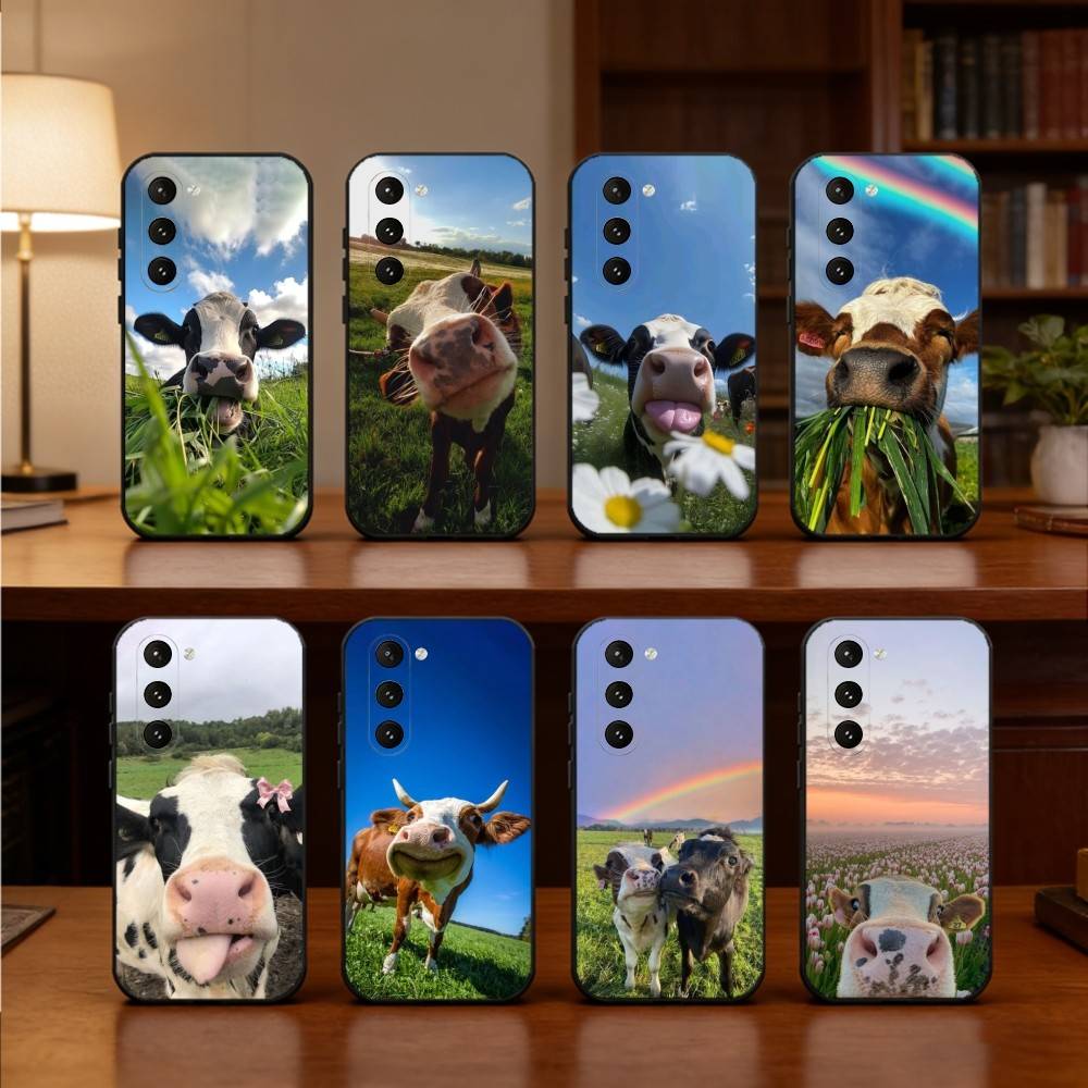 Lovely Cute Cow Cows OX Phone Case For Samsung Galaxy A73,A72,A71,A70,A52,A51 Others Soft Black Cover