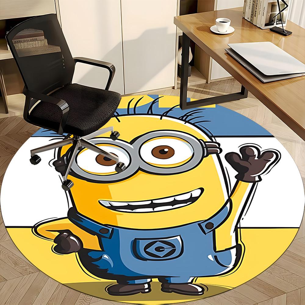 1PC Minion Office Round Area Rug, Indoor Mat Suitable For Office, Under Office Chairs Bedroom Living Room Home Decor, Room Deco1100