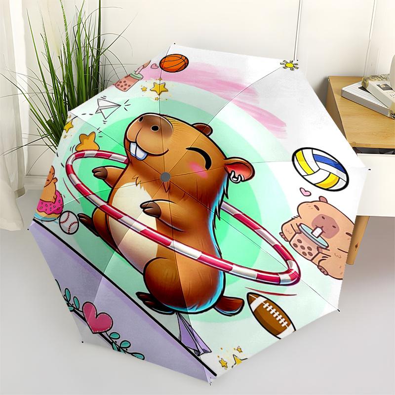 

Capybara Themed Travel Umbrella 8 Ribs Automatic Opening and Closing,Portable Folding Design,Compact and Stylish Umbrella Suitable for Out