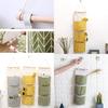 Elegant Space-saving Hanging Storage Bag With Durable Cotton Linen And 3 Pockets For Sundries