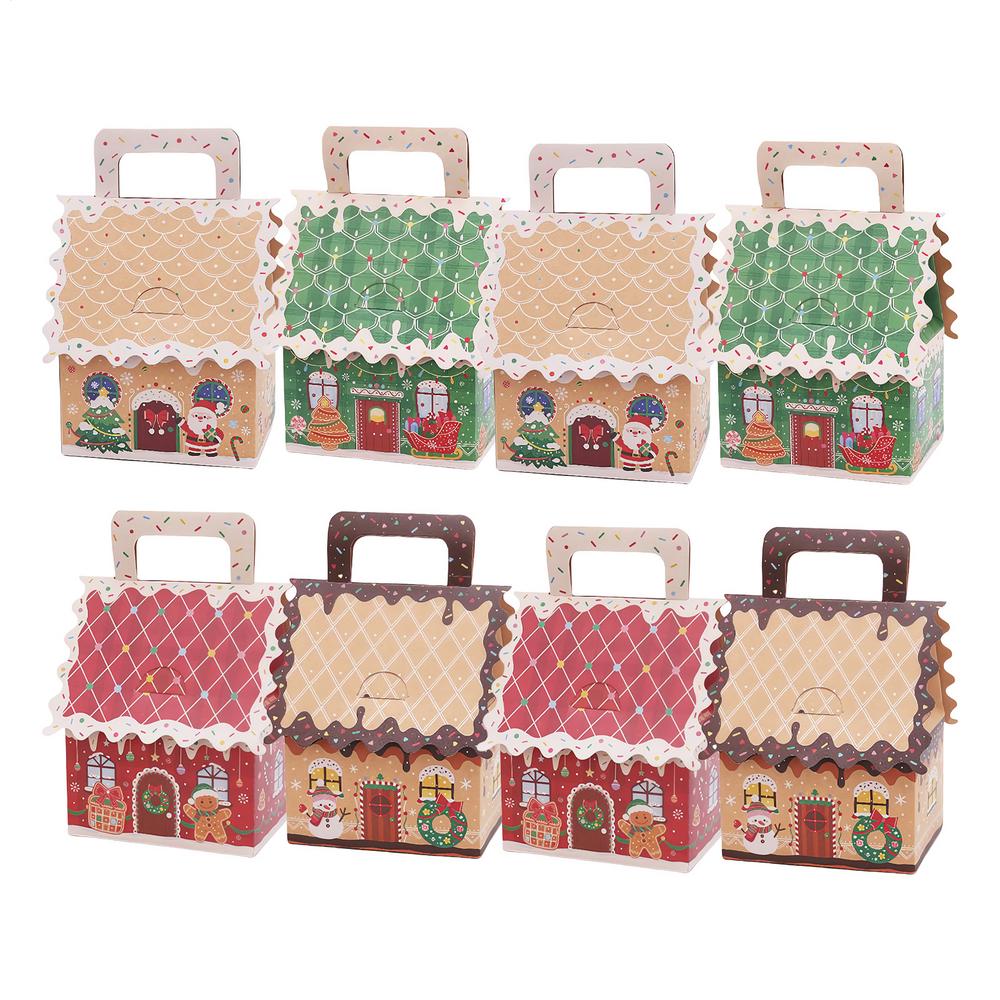

Christmas Cookie Boxes 8 Pieces Seasonal Treat Box With Handle Christmas Wrapping Containers For Party Gathering Home Office 10x7.5x16.7cm