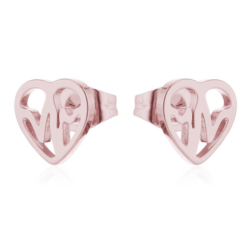 Korean Black Star & Moon Heartbeat Gesture Stainless Steel Earrings