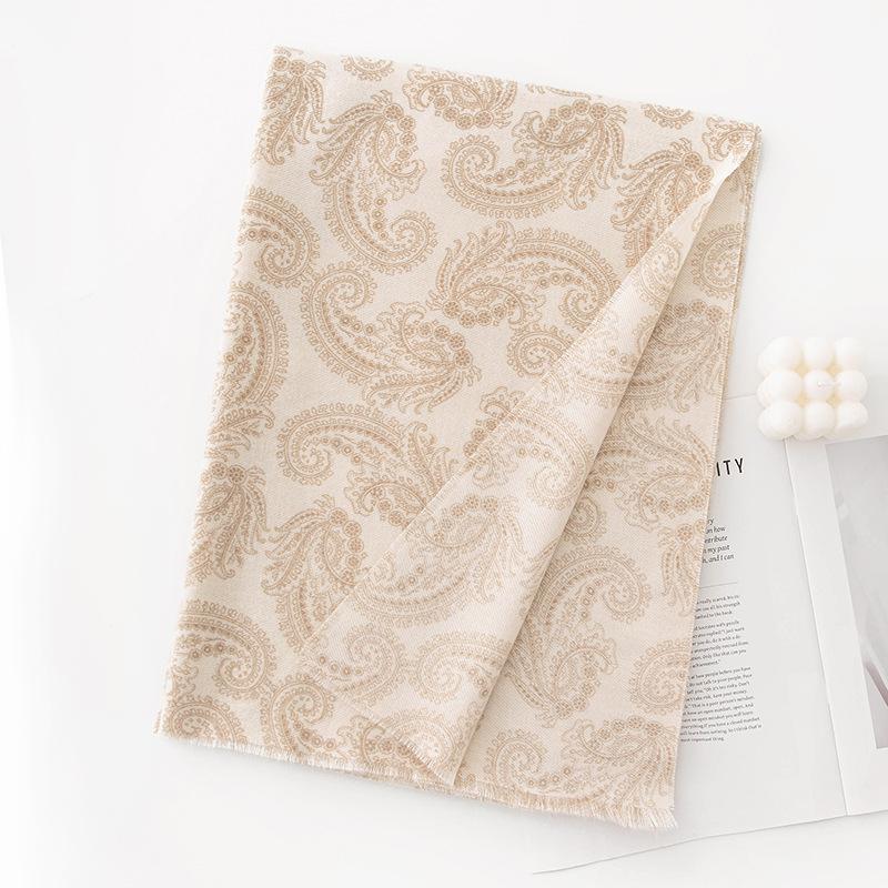 Autumn and Winter Thickened Korean Style Imitation Cashmere High End Mid Length Scarf Printed Scarf for Women