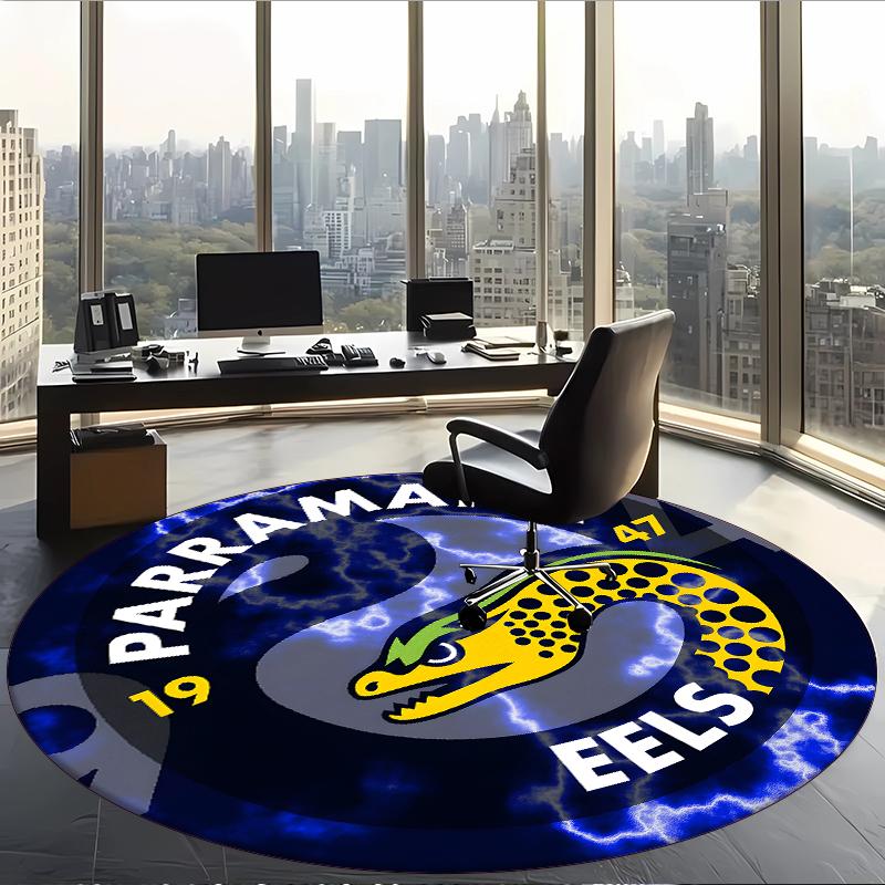 Parramatta Eels (1) Round Office Rug Decorative Floor Rug for Office Bedroom Living Room and Home Space