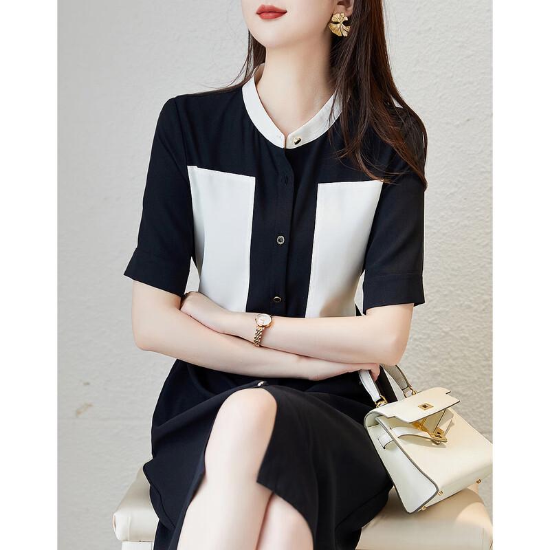 Women s Summer Color-Block A-Line Midi Dress S
