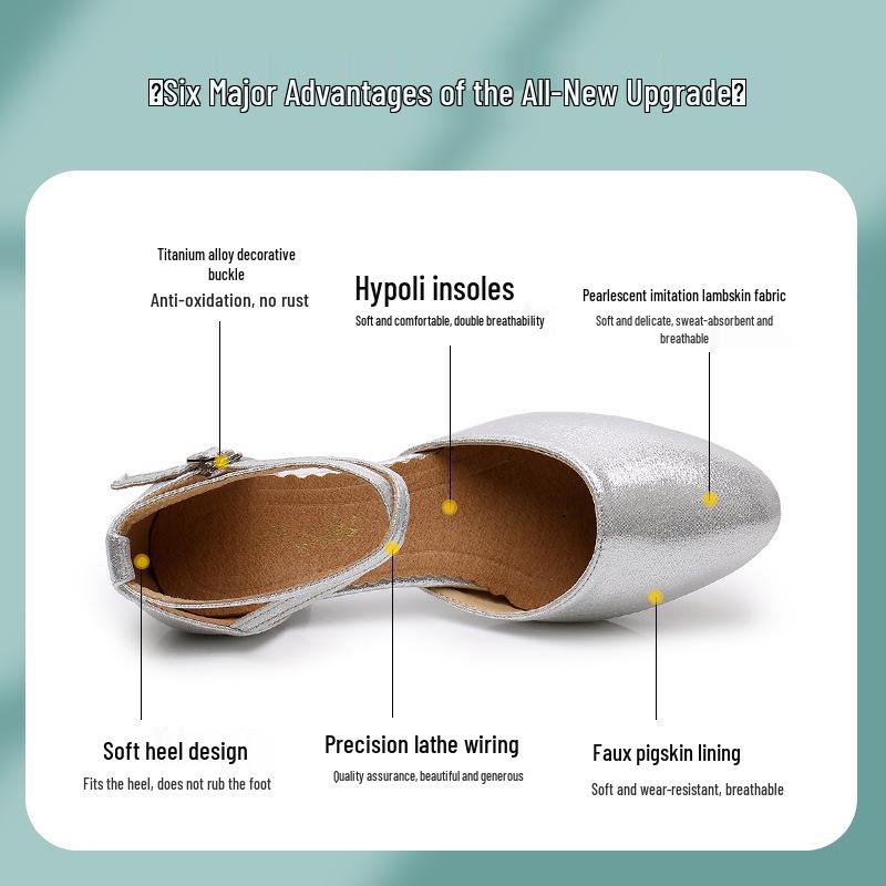 Women's Soft Sole Square Dance Shoes - High or Low Heel for Modern & Cha Cha Dance