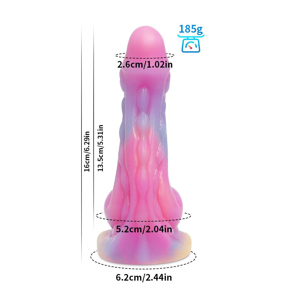 Mixed Color Glow in The Dark Dog Dildo Alien Simulation Penis Fake Penis Male and Female Flirting Masturbator Sex Toy