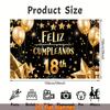 2D Black Gold Feliz Cumpleaños Backdrop for Spanish 18th Birthday Portrait Photoshoot