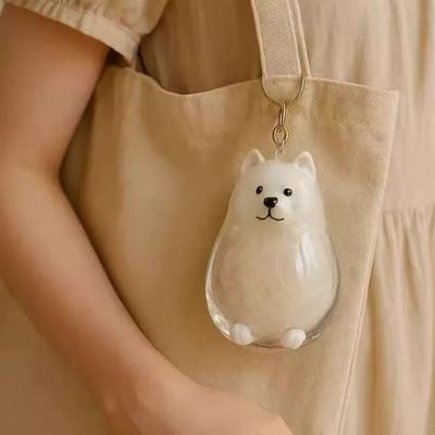 Hundehaar Sammler Schlüsselanhänger Hundeform Anhänger Schlüsselanhänger Gedenk Aufbewahrungsbox Transparent Haustierfell Andenken Kapsel Gedenkgeschenk für Tierliebhaber