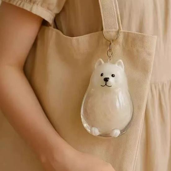 Dog Hair Collector Keychain Dog Shape Charm Keychain Memorial Storage Box Transparent Pet Fur Keepsake Capsule Memorial Gift for Pet Lovers