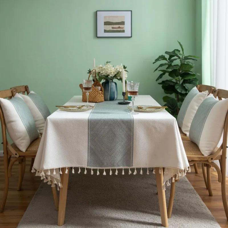 

Table Cloth Japanese Style Imitation Cotton and Linen Diamond Jacquard Tablecloth Dining Table Cloth Rectangular 100x140cm
