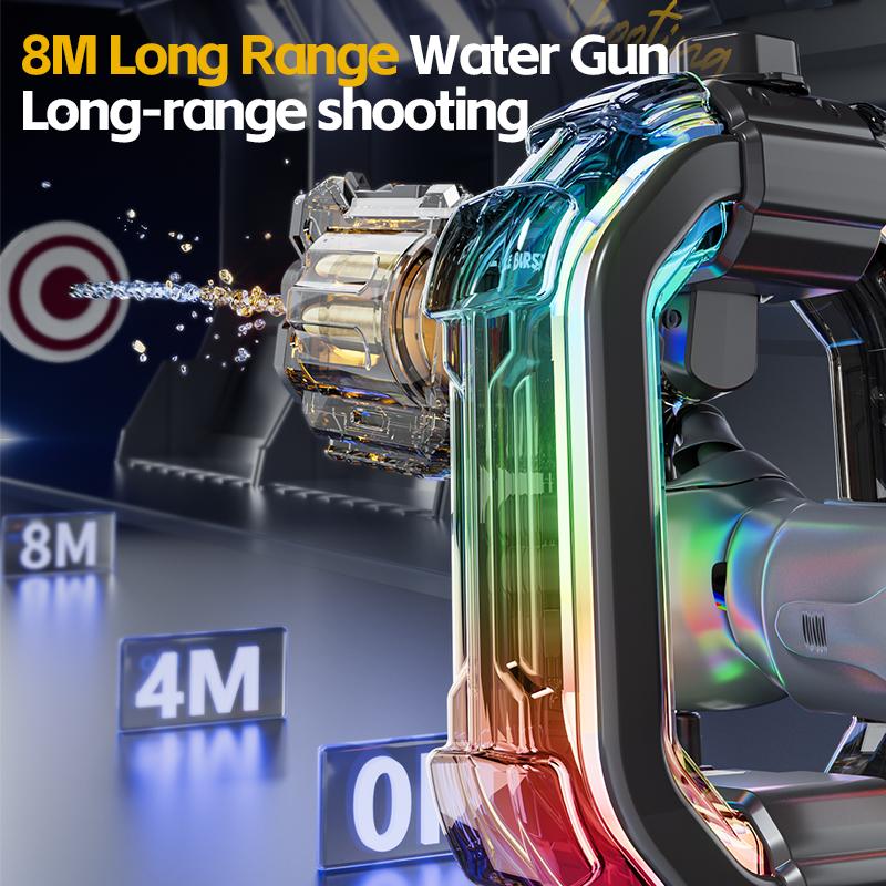 Ice Blast Energy Ring Electric Water Gun Automatic Continuous Large Capacity with Sound LED Light Summer Outdoor Toys for Kids