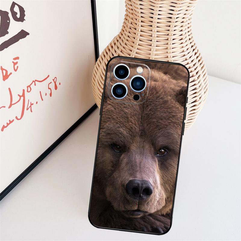 Grizzly Bear Phone Case For iPhone 16 Pro Max 14 13 12 11 15 17 Pro Max mini 15 16 Plus 16e Back Cover