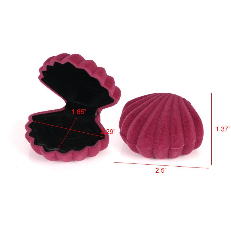 Velvet Jewelry Box Shell Shape Wedding Ring Box Organizer Storage Display Packaging Case Holder Gift Accessories 4 Colors