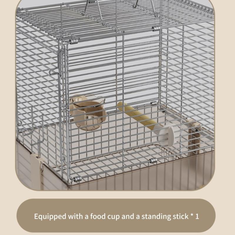 Folding 304 Stainless Steel Pet Cage Light Weight Rustproof Bird Cage With Secure Lock For Easy Transport
