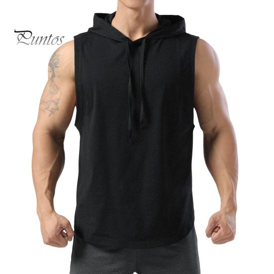 

Мужской летний жилет с капюшоном и шнурком без рукавов, сплошной цвет, свободная спортивная майка средней длины, тренировочный топ для спортзала, спортивная одежда для бега XL чёрный