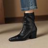 Μόδα Νέα Φθινόπωρο/Χειμώνας Γυναικείες Μπότες Μυτερή Μύτη Παπούτσια για Γυναίκες Μοντέρνες Μπότες Χοντρό Τακούνι Ψηλό Τακούνι Κοντές Μπότες Φερμουάρ Στενές Μπότες