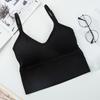 Women's Ribbed V-Neck Cami Top, Seamless U-Back Bralette with Built-in Bra