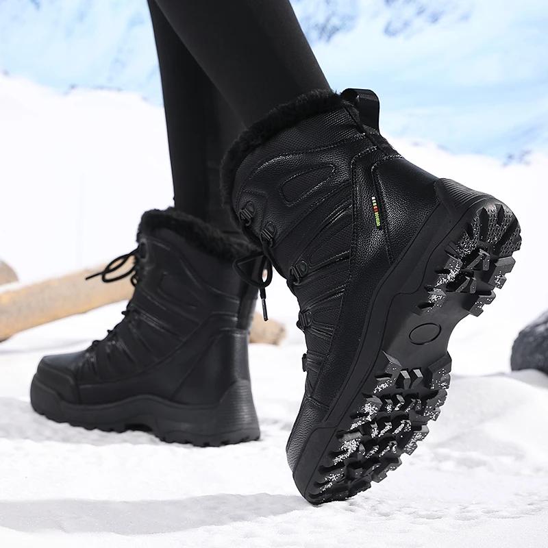 Fashion Women's High Boots High Quality Warm and Casual Sports Comfortable Outdoor Lace Up Thick Soled Wear-resistant Work Snow Boots