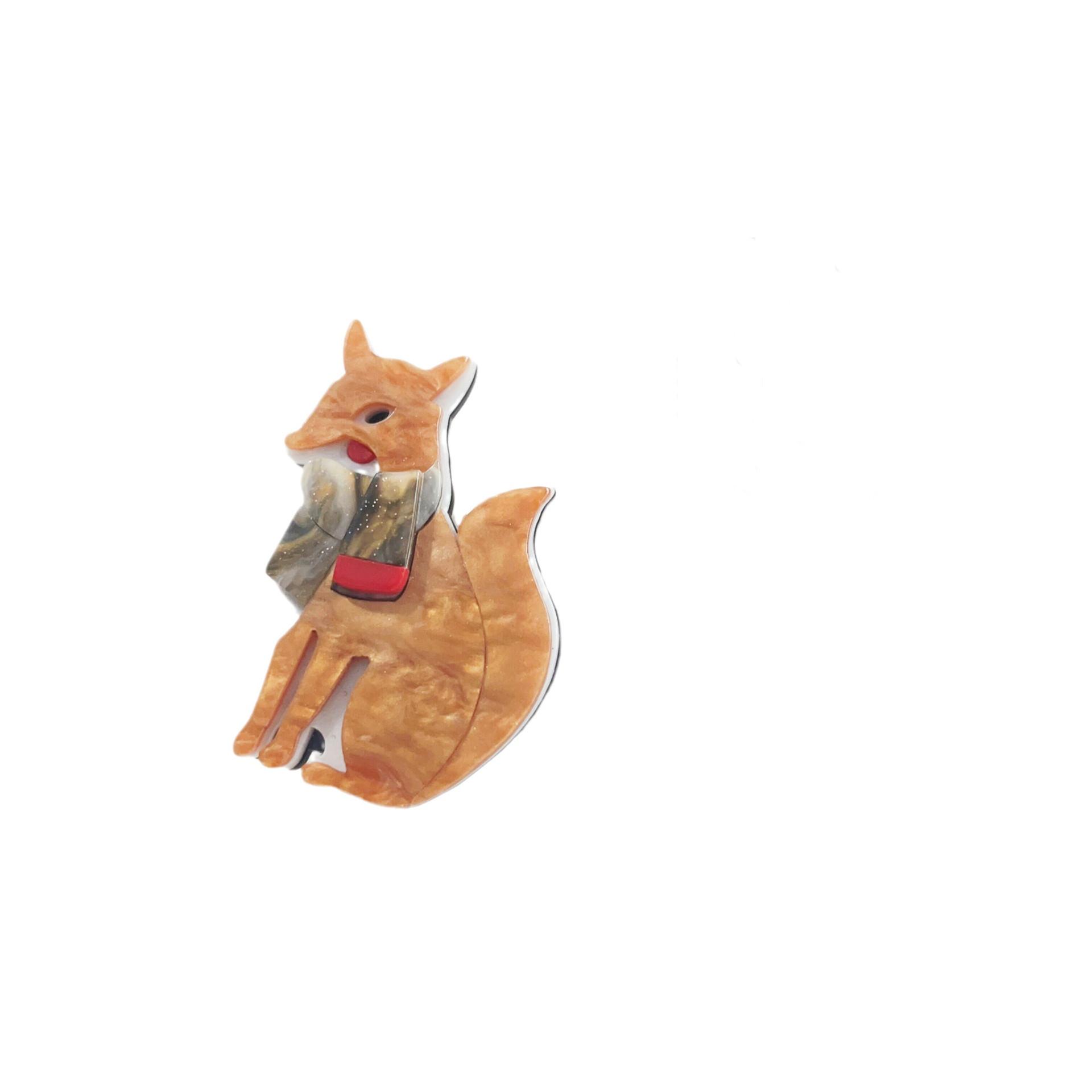 

Cartoon fox brooch clip splicing acrylic animal jewelry оранжевый