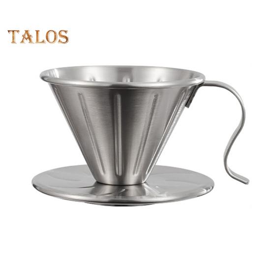 Coffee Filter Cone Stainless Steel Hand Drip Pour Over Coffee Funnel with Spiral Ribs Dishwasher Safe V-Shaped Coffee Filter for Most Coffee Makers
