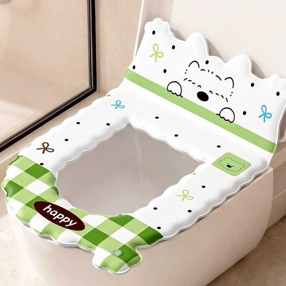 Waterproof Backrest Toilet Seat Cartoon Puppy Pattern Toilet Seat Cover Toilet Mat Bathroom Use