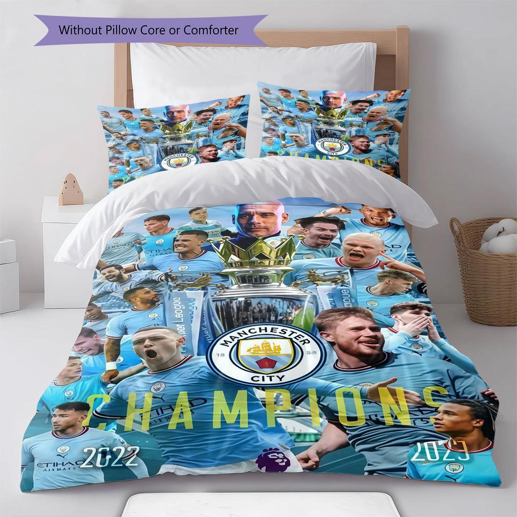 Rare MCFC Collects Bedding Quilt Set Quilt Cover Pillowcase Home Decoration Birthday Gift (1 * duvet cover + 2 * pillowcase, without core)