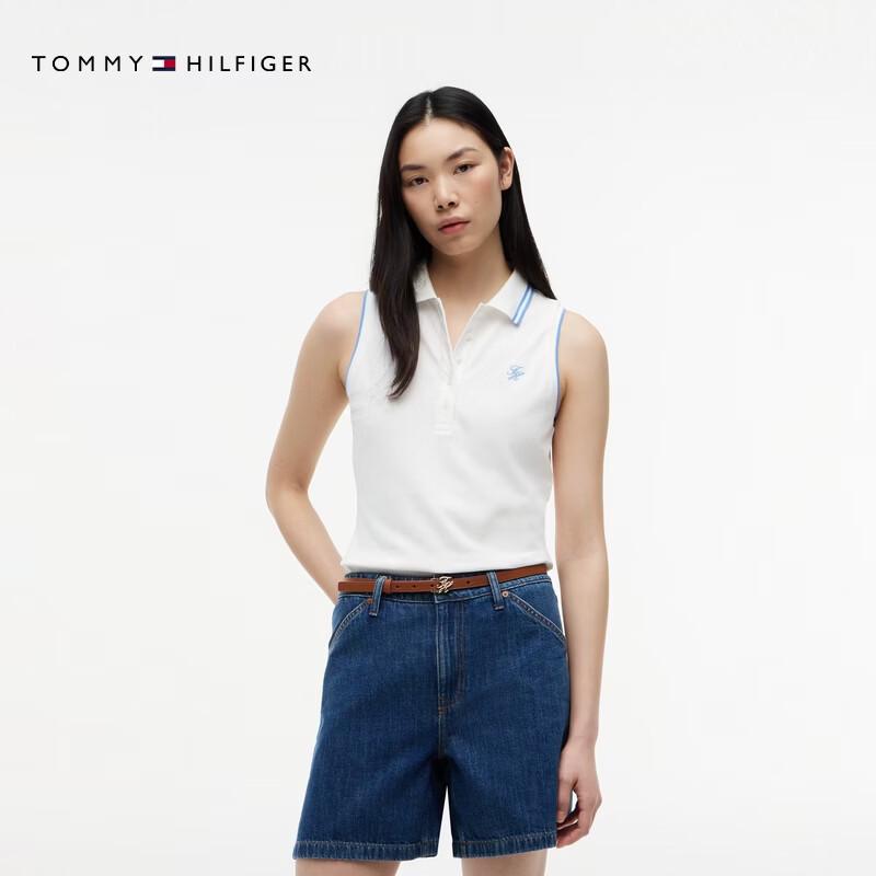 

Tommy Hilfiger Women s Embroidered Sleeveless Slim-Fit Polo Top M