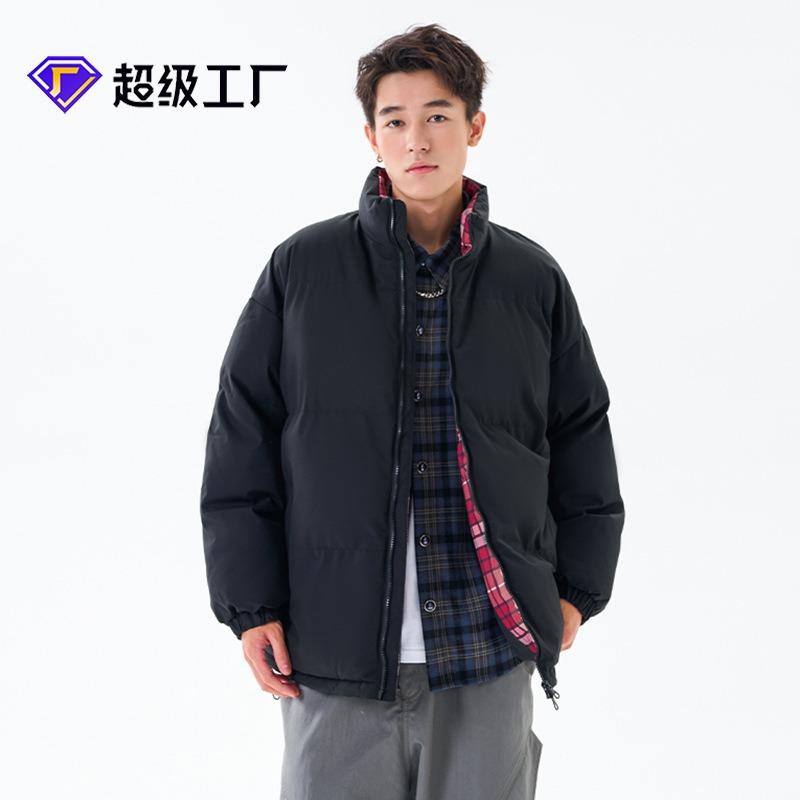 Padded clothes men's and women's winter new loose stand-up collar padded jacket warm plus padded clothes men's top couple coat