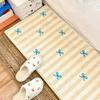 Bedroom Bedside Floor Mat Soft Fluffy Carpet Blue Stripes Long Carpets Bow Cute Home Decoration Rug Alfombra Del Dormitorio