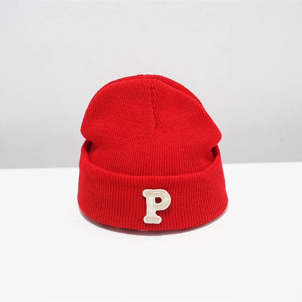 P Letter Baby Knitted Hat Autumn Winter Infant Warm Hat Fashion Baby Beanie Cap  Boys Girls