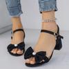 Ladies Shoes  Plus Size Modern Women's SandalsDress Sandals Women Bow Tie Buckle Strap Med Heel Open Toe Shoes Women