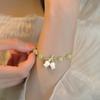 IFME Crystal Flower Leaf Bracelets for Women Fashion Lily of The Valley Pendant Beads Bracelet Accessories Jewelry